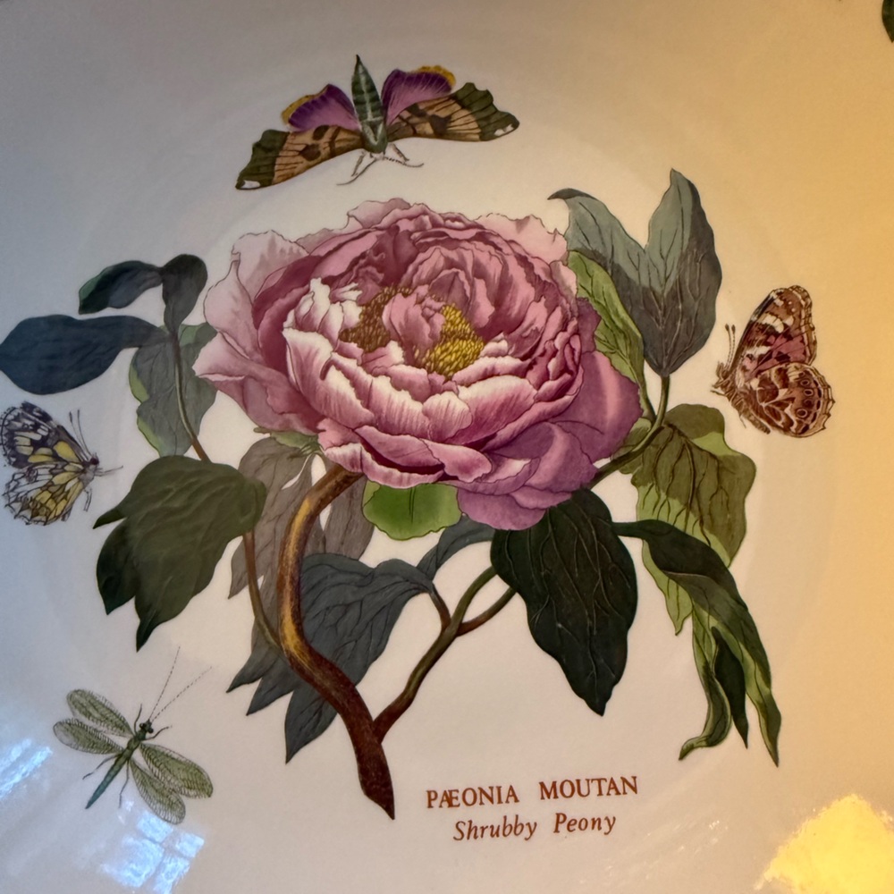 Portmeirion 1972 Botanic Garden Shallow Shrubby Peony Salad Bowl 10 1/2”x2 1/8” - Picture 3 of 4